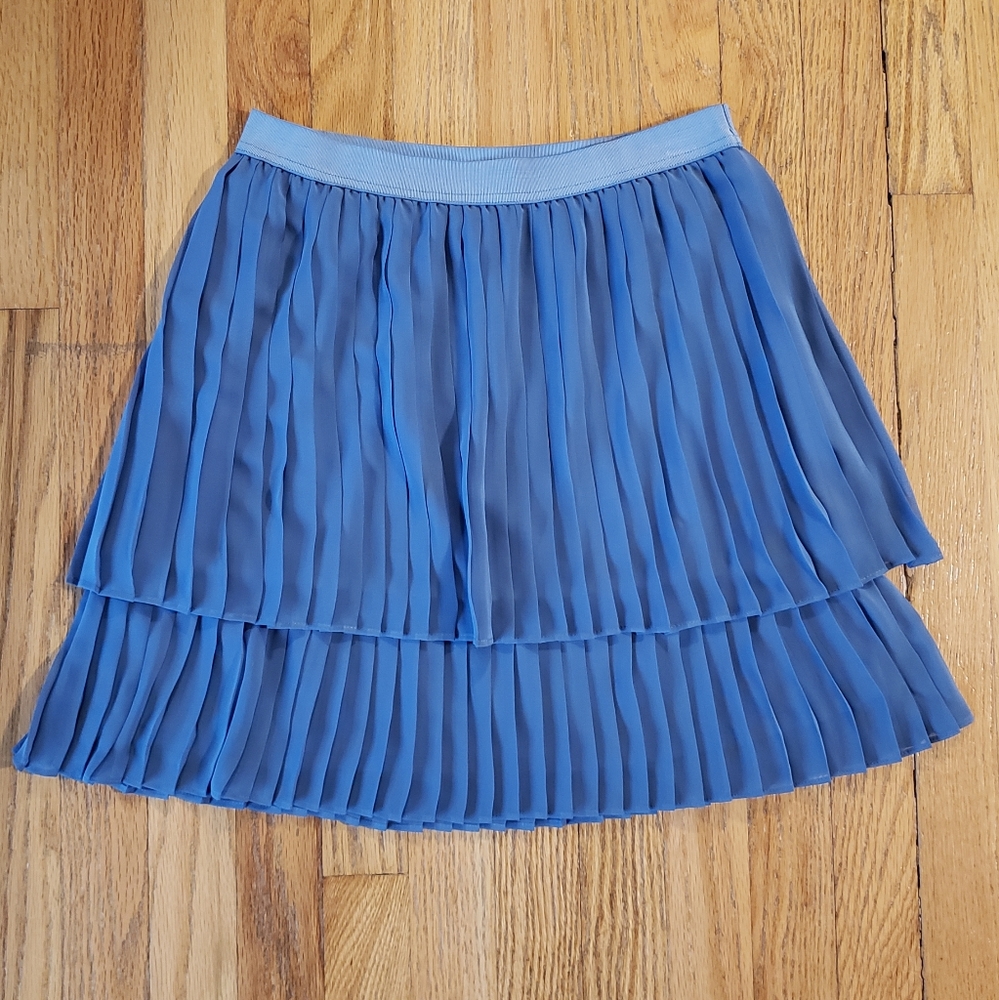 LC Lauren Conrad Pleated Tiered Medium Blue Skirt, Size S